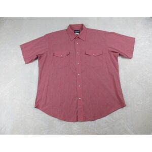Wrangler Jeans Co Shirt Mens 2XL XXL Red Checked Pearl‎ Snap Cowboy Western